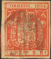 º 25 1854. España. 2 Reales Rojo. MAGNIFICO. (Edifil 2017: 147€) - Other & Unclassified