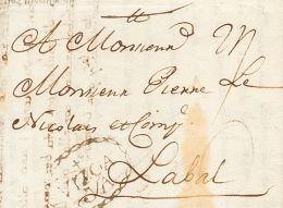 Sobre  1762. Prefilatelia. País Vasco. VITORIA A LAVAL (FRANCIA). Marca + / VIZCA / YA, De Vitoria En Tinta De Es - ...-1850 Prephilately