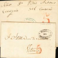 Sobre  1839. Prefilatelia. País Vasco. Dos Cartas De TOLOSA A BILBAO Y A VITORIA, Respectivamente Y Ambas Con Mar - ...-1850 Prephilately