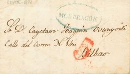 Sobre  1843. Prefilatelia. País Vasco. OÑATE (GUIPUZCOA) A BILBAO. Marca MONDRAGON (P.E.12) Edición - ...-1850 Prephilately