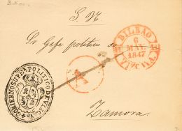 Sobre  1847. Prefilatelia. País Vasco. BILBAO A ZAMORA. Baeza BILBAO / VIZCAYA Y Marca "A", De Abono (P.E.33) Edi - ...-1850 Prephilately