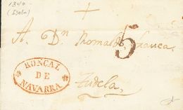 Sobre  1840. Prefilatelia. Navarra. ISABA (NAVARRA) A TUDELA. Marca RONCAL / DE / NAVARRA, En Rojo (P.E.1) Edició - ...-1850 Préphilatélie