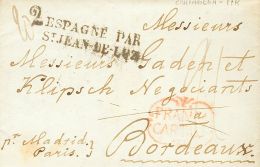 Sobre  1833. Murcia. Prefilatelia. CARTAGENA A BURDEOS (FRANCIA). Marca FRANCA / CARTAGª, En Rojo (P.E.17) Edici&oa - ...-1850 Voorfilatelie