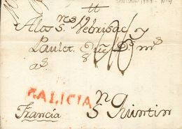 Sobre  1787. Prefilatelia. Galicia. SANTIAGO DE COMPOSTELA A SAN QUINTIN (FRANCIA). Marca GALICIA, De Santiago (P.E.6) E - ...-1850 Voorfilatelie