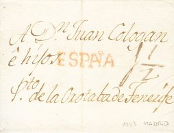 Sobre  1803. Prefilatelia. Galicia. MADRID A PUERTO DE OROTAVA (CANARIAS). Marca ESPAÑA, Aplicada En Tráns - ...-1850 Voorfilatelie