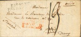 Sobre  1823. Prefilatelia. Castilla Y León. VALLADOLID A PARIS (FRANCIA), Reexpedida A DREUX. Marca VD / FRANCIA, - ...-1850 Prephilately