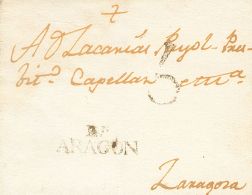 Sobre  1802. Prefilatelia. Aragón. ESCATRON (TERUEL) A ZARAGOZA. Marca EN. / ARAGON, De Escatrón (P.E.2) E - ...-1850 Prephilately