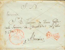 Sobre  1847. Andalucía. Prefilatelia. BAZA A ALMERIA. Baeza BAZA / ANDAL. B Y Marca FRANCO, De Uso General De Baz - ...-1850 Prephilately