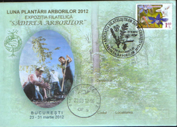 Romania - Occasional Envelope 2012 - Trees - The Moon Planting The Trees - Planting The Trees - Trees
