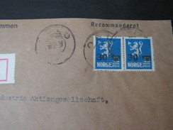 Norge  Brief Oslo Nach  Frankfurt 1928 Mit 2 X Nr. 135 Übedruck Als Reine MeF - Briefe U. Dokumente