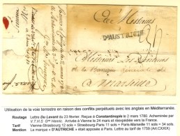 Lettre Datée De Smyrne Le 23 Février 1780 Acheminée Jusqu'à Constantinople (2 Mars... - Other & Unclassified