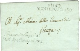 P. 114. P. MONTEPULCIANO Sur Lettre En Franchise. Au Recto, Procureur Impérial / Trib.de Montepulciano.... - 1792-1815: Départements Conquis