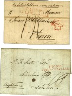 P. 103. P. / AIX-LA-CHAPELLE Rouge (47 Mm) Sur Lettre Pour Londres 1806 ; Idem Autre Type Sur Lettre Pour Turin. Au... - 1792-1815: Veroverde Departementen