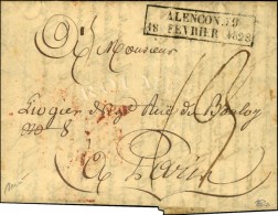 Cachet Encadré D'essai De Février 28 : ALENCON 59 / 18 FEVRIER 1828. - SUP. - RR. - Sonstige & Ohne Zuordnung