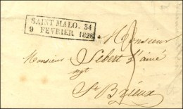 Cachet Encadré D'essai De Février 28 : SAINT MALO 34 / 9 FEVRIER 1828. - SUP. - R. - Andere & Zonder Classificatie