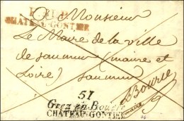 51 / Grez En Bouere / CHATEAU GONTIER + P. 51. P . / CHATEAU GONTIER Rouge Sur Lettre Avec Texte Daté 1827.... - Sonstige & Ohne Zuordnung