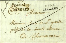 50 / Prauthoy / LANGRES + P. 50. P. LANGRES Sur Lettre Avec Texte Daté 1819. - SUP. - R. - Sonstige & Ohne Zuordnung
