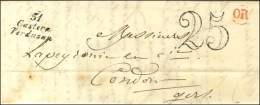 31 / Castera / Verduzan Taxe 25 DT OR Rouge '' Bronas '' Sur Lettre Pour Condom. 1853. - SUP. - Sonstige & Ohne Zuordnung