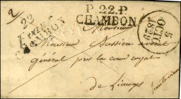 22 / Evaux / CHAMBON + P. 22. P. / CHAMBON Dateur A 1829. Exceptionnelle Combinaison. - SUP. - R. - Other & Unclassified