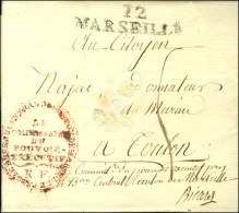 Cachet Rouge LE / COMMISSAIRE / DU / POUVOIR / EXECUTIF / RF / PRES LE BUREAU CENTRAL DU CANTON DE MARSEILLE + 12 /... - 1701-1800: Vorläufer XVIII
