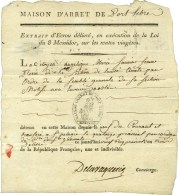 Cachet Orné MAISON D'ARRET DE PORT LIBRE (S N° 9588b) Sur Document Imprimé Daté Le 25... - 1701-1800: Vorläufer XVIII