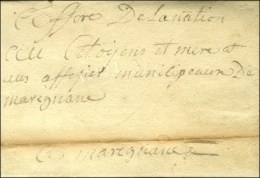 '' Affaires De La Nation '' Sur Lettre En Franchise Avec Texte Daté De Berre 1792 Relative Aux Marins Du... - 1701-1800: Vorläufer XVIII