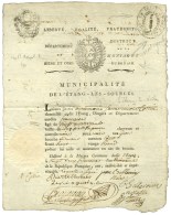 Cachet Révolutionnaire Orné Cne DELETANG-LES-SOURCES / DEPT DE SEINE ET OISE Sur Laisser Passer... - 1701-1800: Vorläufer XVIII