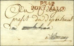 P. 34. P. / PORT MALO Rouge (NR De St Malo) (48mm X 12) Sur Lettre Avec Adresse Légèrement... - 1701-1800: Vorläufer XVIII