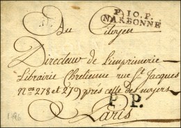 P.10.P. / NARBONNE Sur Lettre Avec Texte Pour Paris, à L'arrivée P.P. (sans Bonnet Phrygien). 1796. -... - Sonstige & Ohne Zuordnung
