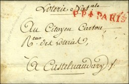 PP (fleur De Lys) PARIS Rouge (L N° 50) + '' Loterie Nat.ale '' Sur Lettre Avec Texte Daté De Paris Le... - 1701-1800: Vorläufer XVIII