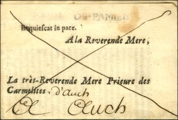 DE PAMIERS (L. N° 2) Sur Lettre En Franchise Des Carmélites Adressée à Auch. 1739. - TB. - 1701-1800: Precursors XVIII