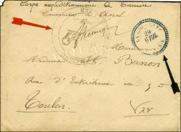 Càd Bleu T 22 LA GOULETTE / TUNISIE Sur Lettre En Franchise Militaire. Au Recto, Grand Cachet MARINE /... - Army Postmarks (before 1900)