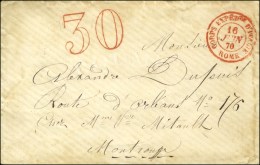 Càd Rouge CORPS EXPEDre D'ITALIE / ROME, Taxe 30 DT Rouge Sur Lettre Pour Montrouge. 1870. - TB / SUP. - R. - Army Postmarks (before 1900)