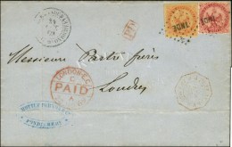 Losange INDE / CG N° 5 + 6 Càd ETABLISSEMENT DE L'INDE / PONDICHERY Sur Lettre Pour Londres, Au Recto... - Sonstige & Ohne Zuordnung