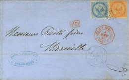 Losange 81 Pts / CG N° 4 + 5 Càd INDE / PONDICHERY Sur Lettre Pour La France, Càd D'entrée... - Autres & Non Classés