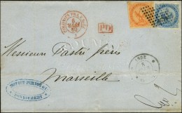 Losange 81 Pts / CG N° 4 + 5 Càd INDE / PONDICHERY Sur Lettre Pour La France, Càd D'entrée... - Other & Unclassified