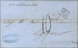 Lettre En Double Port Avec Texte Daté De Yokohama Le 6 Octobre 1868 Pour Lyon, Au Recto Marque... - Maritime Post