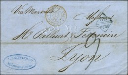 Lettre Avec Texte Daté De Yokohama Le 25 Août 1864 Pour Lyon, Au Recto Marque D'échange Bleue... - Schiffspost