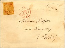 Càd Rouge LIGNE B / PAQ. FR. N° 1 / CG N° 53 Sur Lettre Pour Paris. 1884. - TB. - R. - Maritieme Post