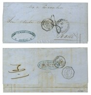 Lot De 2 Lettres Acheminées Avec Càd Octo BRESIL / NAVARRE Et BRESIL / GUYENNE (au Verso). - TB. - Maritieme Post