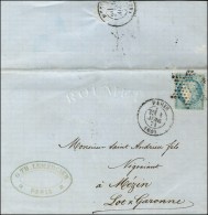Etoile / N° 37 Càd PARIS (60) 1 AVRIL 71 Sur Lettre Pour Mézin (Lot Et Garonne), Càd... - Guerre De 1870