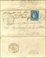 GC 4375 / N° 45 Càd T 24 FONTGOMBAULT (35) 2 FEVR. 71 + BM Sur Lettre Adressée à Paris... - Krieg 1870