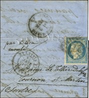 GC 4277 / N° 37 Càd PARIS / LA VILLETTE 18 JANV. 71 Sur Lettre Pour Tournon St Martin. Au Verso,... - Krieg 1870