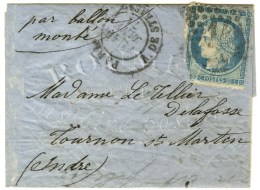 Etoile 14 / N° 37 (def) Càd PARIS / R. DE STRASBOURG 19 JANV. 71 Sur Lettre Pour Tournon St Martin. Au... - Krieg 1870
