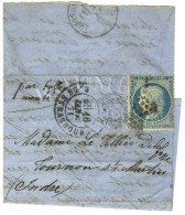 GC 4277 / N° 37 (def) Càd PARIS / LA VILLETTE 16 JANV. 71 Sur Lettre Pour Tournon St Martin. Au Verso,... - Krieg 1870