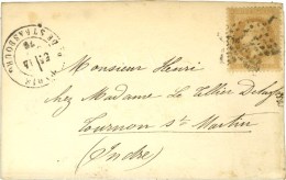 Etoile 14 / N° 28 Càd PARIS / R. DE STRASBOURG 14 OCT. 70 Sur Carte Pour Tournon St Martin Sans... - Krieg 1870