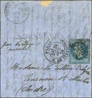 Etoile 14 / N° 29 Càd PARIS / R. DE STRASBOURG 10 OCT. 70 Sur Lettre Adressée à Tournon St... - Oorlog 1870