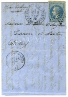 Etoile 35 / N° 29 (def) Càd PARIS / MINISTERE DES FINANCES 9 OCT. 70 Sur Lettre Adressée à... - Krieg 1870