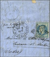 Etoile 14 / N° 29 Càd PARIS / R. DE STRASBOURG 6 OCT. 70 Sur Lettre Pour Tournon St Martin. Au Verso,... - War 1870