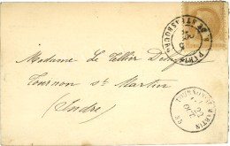 Càd PARIS / R. DE STRASBOURG 5 OCT. 70 / N° 28 Sur Carte Pour Tournon St Martin. Càd... - Guerra Del 1870